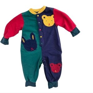 Vintage Y2k Gymboree Primary Colors Colorblock Bear Bunny Onesie Romper